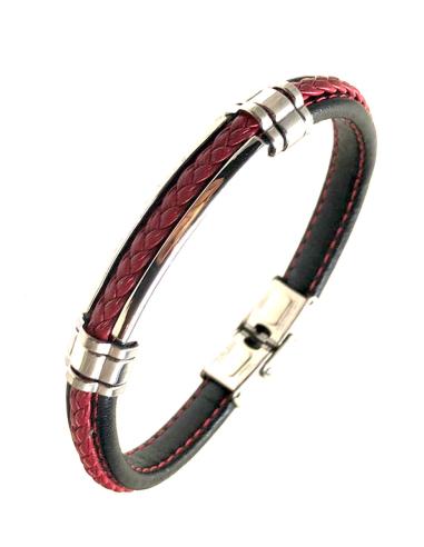 PULSERAS PARA HOMBRE DE ACERO CON DETALLE EN GRANATE