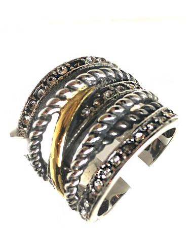 ANILLOS GRANDES PARA MUJER DE ACERO Y DETALLE EN DORADO