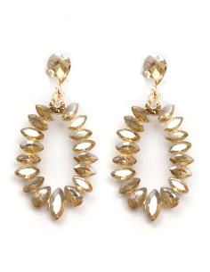 PENDIENTES DORADOS PEQUEÑOS DE MUJER PARA FIESTA EN CRISTAL - Imagen 1