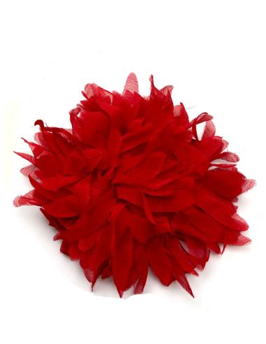 FLORES TELA ROJAS DE BROCHE, PARA EL PELO O EN TOCADOS Y COLLARES