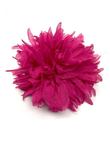 FLORES TELA FUCSIAS DE BROCHE, PARA EL PELO O EN TOCADOS Y COLLARES