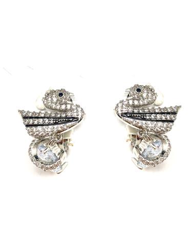 PENDIENTES DE CLIP CON CISNES DECORADOS CON CIRCONITA
