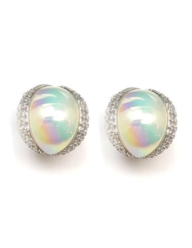 PENDIENTES DE CLIP DE FIESTA CON PERLAS IRISADAS Y DORADO