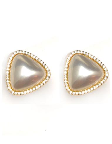 PENDIENTES DE PERLAS CON CIERRE DE CLIP DISEÑO DE TRIANGULO