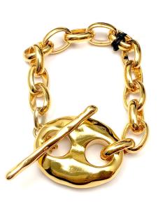 PULSERAS MUJER DE CADENA Y ESLABONES BAÑOS DE ORO Y CIERRE DE CALABROTE 2