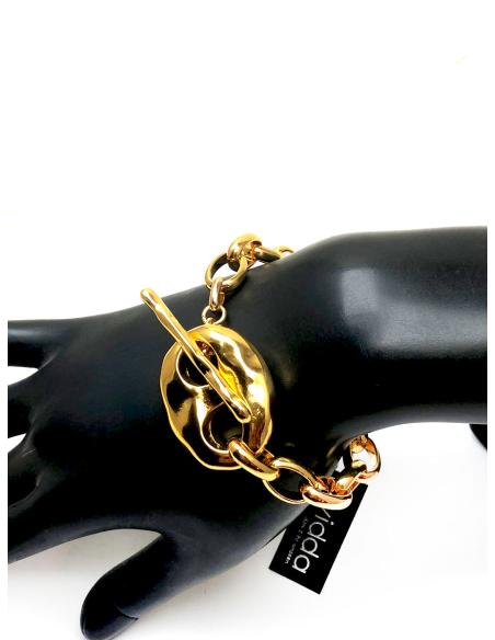 PULSERAS MUJER DE CADENA Y ESLABONES BAÑOS DE ORO Y CIERRE DE CALABROTE
