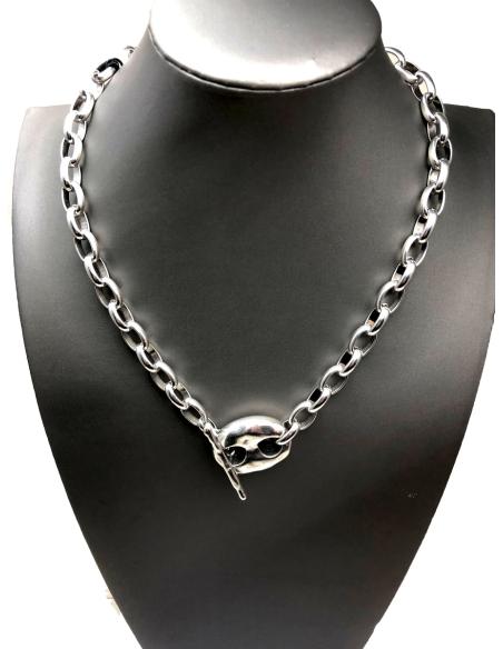 CADENAS Y COLLARES MUJER PLATA CON DETALLE DE CALABROTE