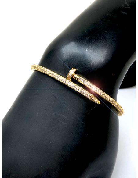 PULSERAS PARA MUJER DORADAS CON CIRCONITAS DISEÑO DE CLAVO
