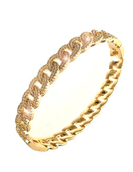 PULSERAS DORADAS DE ESLABON Y CIRCONITAS DOS ESTILOS EN UNO