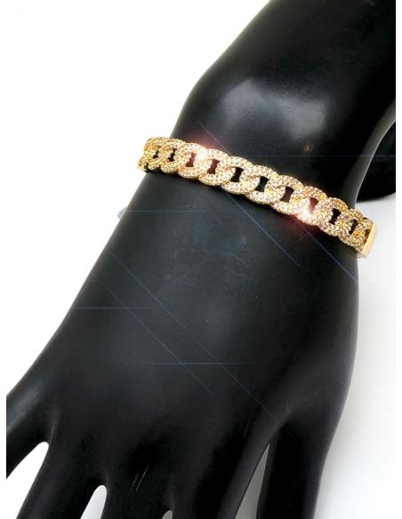 PULSERAS DORADAS DE ESLABON Y CIRCONITAS DOS ESTILOS EN UNO