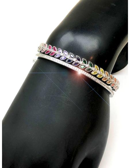PULSERAS PLATEADAS DE ALTA BISUTERIA DECORADAS EN MULTICOLOR