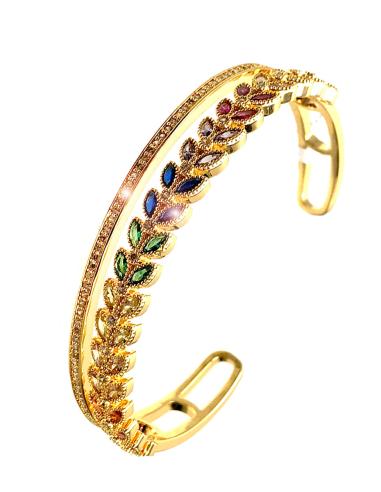 PULSERAS DORADAS DE ALTA BISUTERIA DECORADAS EN MULTICOLOR