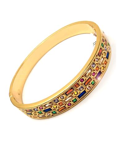 PULSERAS DORADAS CON DECORACION GEOMETRICA EN COLORES - Imagen 4