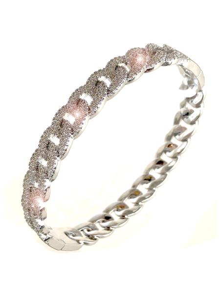 PULSERAS PLATEADAS PARA BODAS DE ESLABON RIGIDO Y CIRCONITAS