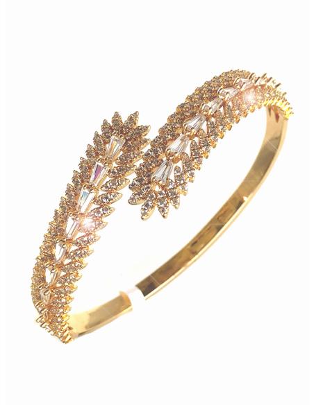 PULSERAS DORADAS CON CIRCONITAS PARA BODAS DISEÑO DE CAÑA