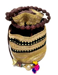 BOLSOS DE FIESTA MARRONES LIMOSNERA CON BORDADOS DORADOS