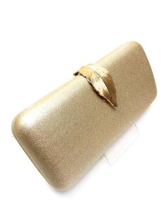 CLUTCH DE FIESTA DORADOS CON BONITO CIERRE DE HOJA DORADA - Imagen 1