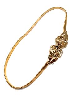 CINTURONES DE FIESTA DORADOS Y ELASTICOS CON DOBLE ROSA - Imagen 1