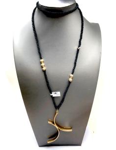 COLLARES NEGROS DE CRISTAL Y ORIGINAL COLGANTE ETNICO