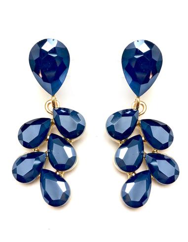 PENDIENTES MUJER EN AZUL MARINO DE BISUTERIA Y CRISTAL FACETADO