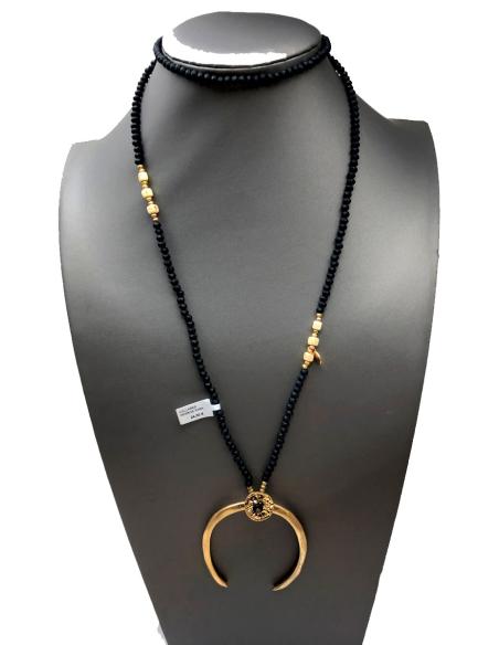 COLLARES NEGROS PARA MUJER CON COLGANTE DORADO DE BISUTERIA