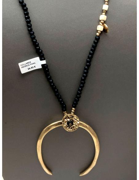COLLARES NEGROS PARA MUJER CON COLGANTE DORADO DE BISUTERIA