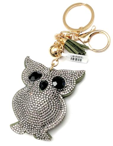 LLAVEROS DE BONITO BUHO DE CRISTAL BRILLO PARA LLAVES Y BOLSOS - Imagen 1