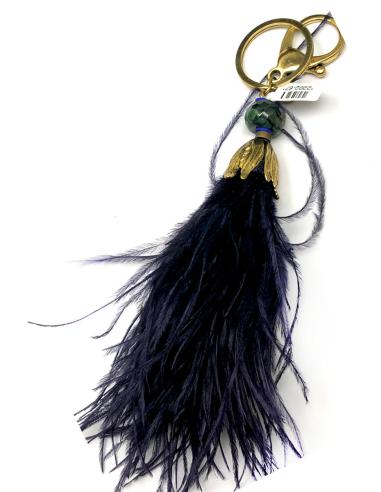 LLAVEROS AZULES CON PLUMAS PARA ADORNAR BOLSOS DE MUJER - Imagen 1