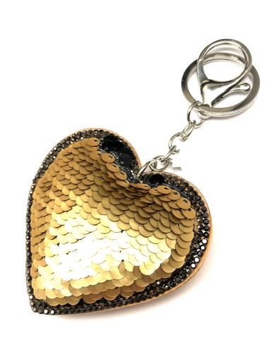 LLAVEROS DORADOS CON FORMA DE CORAZON Y LENTEJUELAS - Imagen 1