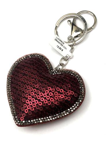 LLAVEROS GRANATES CON FORMA DE CORAZON Y LENTEJUELAS - Imagen 1