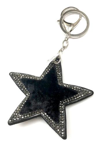 LLAVEROS NEGROS ESTRELLA DECORADA CON CRISTAL Y TERCIOPELO - Imagen 1