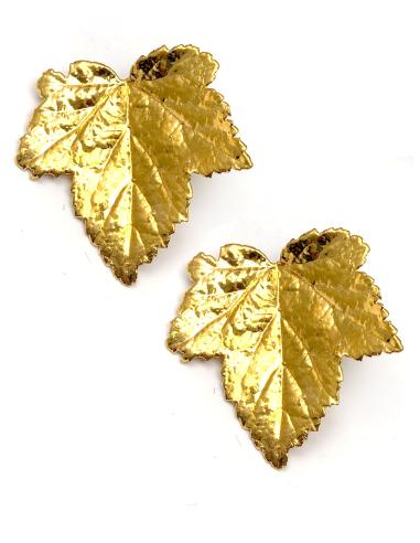 PENDIENTES MUJER HOJAS NATURALES DE PARRA Y BAÑO DE ORO - Imagen 1
