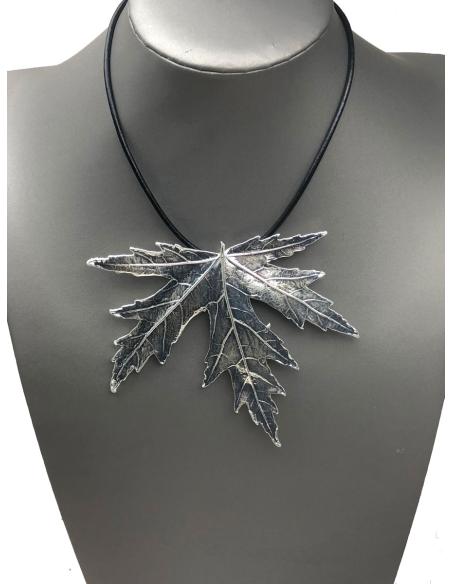 COLGANTES Y COLLARES MUJER PLATA HOJA DE ARCE, TAMBIEN SIRVE DE BROCHE - Imagen 3