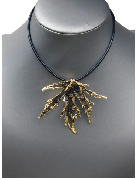 COLGANTE BROCHE ARCE CANADIENSE HOJA NATURAL CON BAÑO DE ORO - Imagen 2