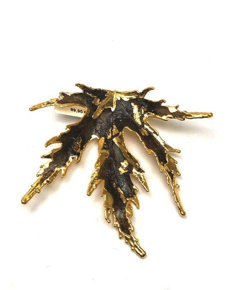 COLGANTE BROCHE ARCE CANADIENSE HOJA NATURAL CON BAÑO DE ORO - Imagen 3