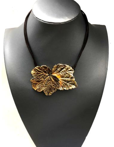 COLLARES MUJER DE HOJAS NATURALES HOJAS DE PARRA RECUBIERTAS ORO - Imagen 2
