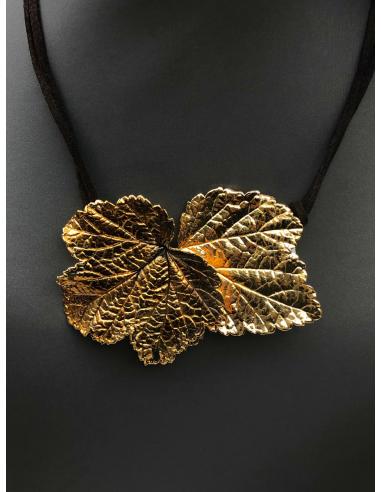 COLLARES MUJER DE HOJAS NATURALES HOJAS DE PARRA RECUBIERTAS ORO - Imagen 3