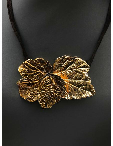 COLLARES MUJER DE HOJAS NATURALES HOJAS DE PARRA RECUBIERTAS ORO - Imagen 3