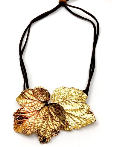 COLLARES MUJER DE HOJAS NATURALES HOJAS DE PARRA RECUBIERTAS ORO - Imagen 4