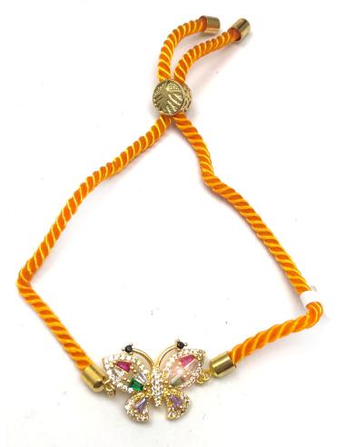 PULSERAS AJUSTABLES NARANJAS CON MARIPOSA MULTICOLOR - Imagen 2