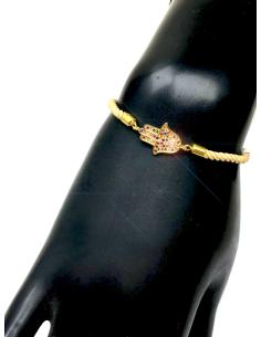 PULSERAS DE MUJER BEIGE Y  PEQUEÑA MANO DE FATIMA DE COLORES - Imagen 1