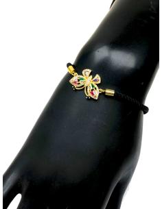 PULSERAS AJUSTABLES NEGRAS CON VISTOSA MARIPOSA MULTICOLOR - Imagen 2