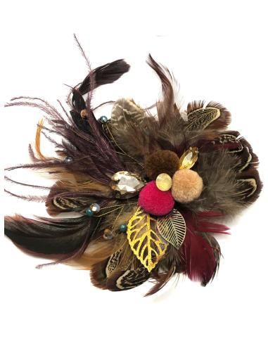 BROCHES ELEGANTES CON PLUMAS Y CRISTAL BRILLO PARA BODAS - Imagen 1