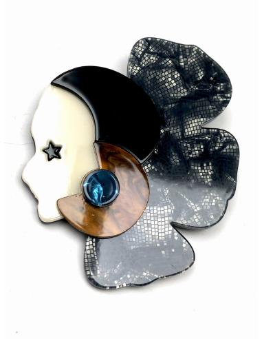 BROCHES ORIGINALES CON CARA DE MUJER CON ESTRELLA Y LUNA - Imagen 1