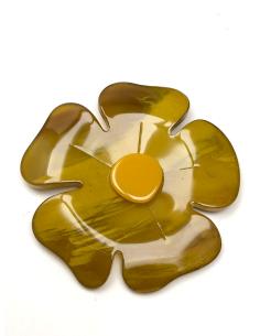 BROCHES MOSTAZAS CON PRECIOSA FLOR TIPO CAREY COLOR - Imagen 1
