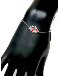 PULSERAS PLATEADAS CON OJITO DE LA SUERTE ESMALTADO EN ROJO - Imagen 1