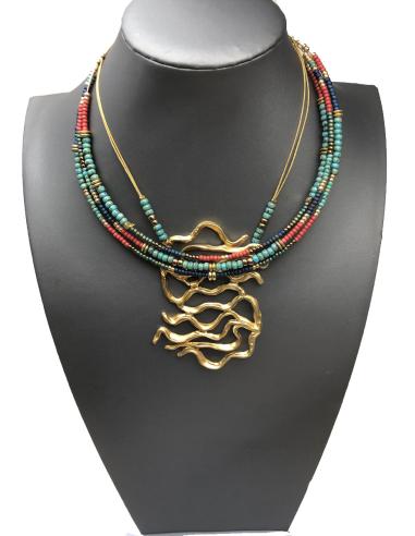 collares Verano mujer étnicos de piedras naturales coral y turquesa - Imagen 1