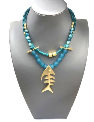 collares  étnicos mujer realizados a mano - Imagen 1
