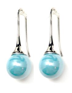PENDIENTES MUJER LARGOS CON PERLA AZUL ANACARADA - Imagen 1