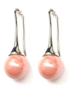 PENDIENTES MUJER LARGOS CON PERLA ANACARADA CORAL CLARO - Imagen 1